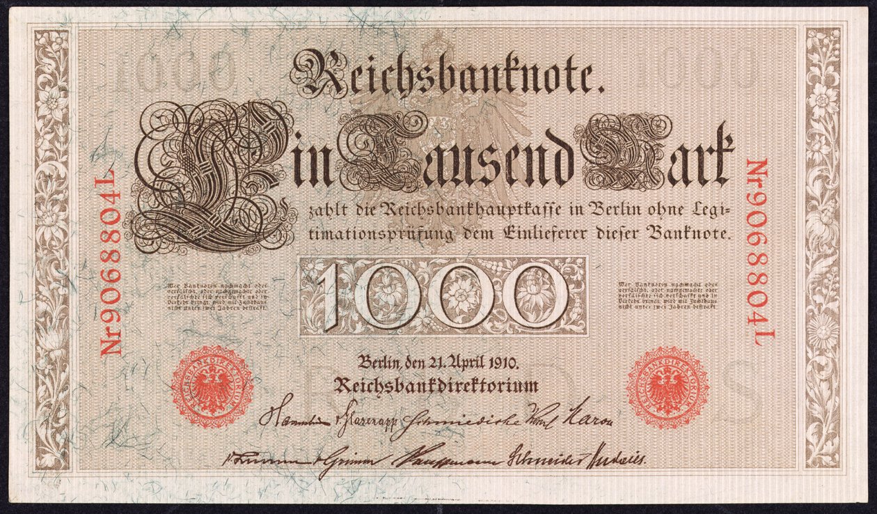 Banknot tysiąc marek, 1910 autorstwa German School