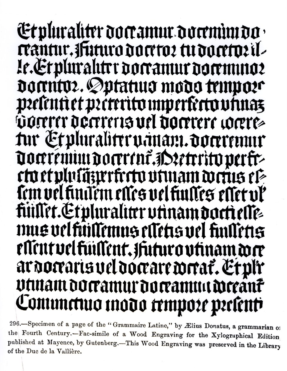 Strona z "Grammaire Latine", autorstwa Aeliusa Donatusa, ilustracja z "Science and Literature in the Middle Ages and Renaissance", napisana i wyryta przez Paula Lacroix, 1878 autorstwa German School