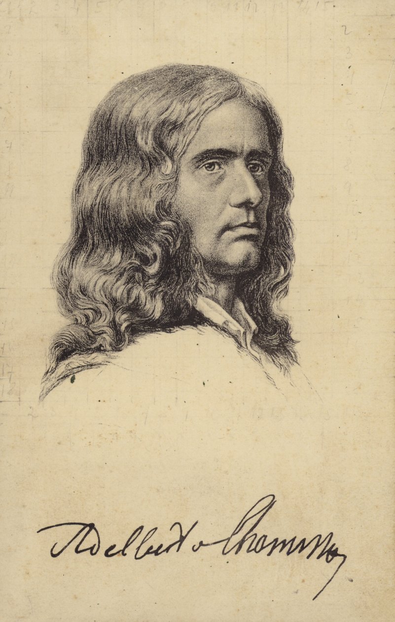 Adalbert von Chamisso (1781-1838), niemiecki poeta i botanik (litografia) autorstwa German School
