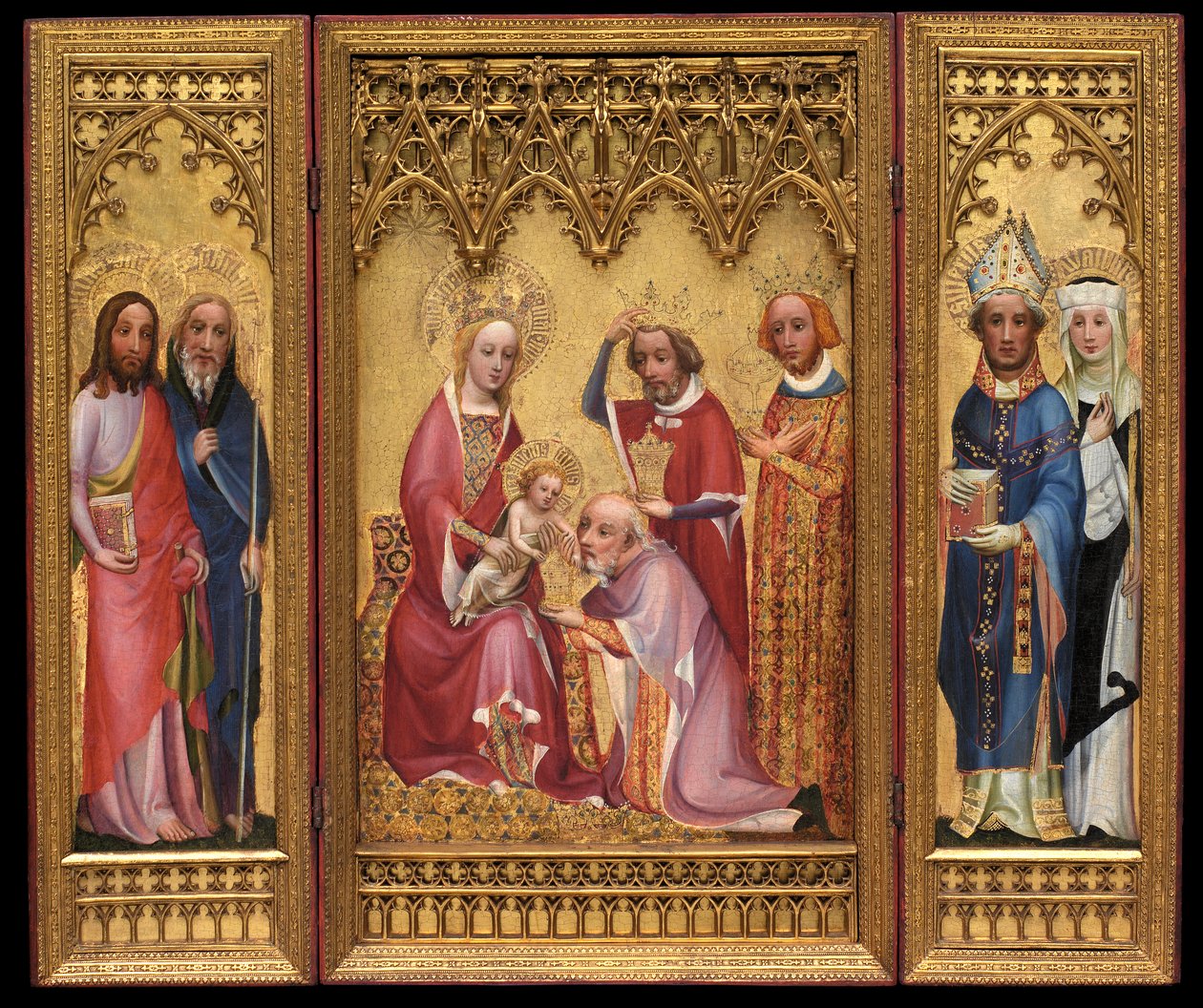 Adoracja Trzech Króli, św. Sewera i św. Walburga, św. Jakuba i św. Filipa, ok. 1410 (olej i złocenie na desce dębowej) autorstwa German School