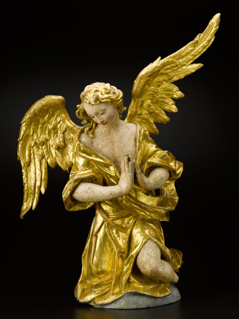 Adoring Angel, ok. 1735-1760 (drewno, polichromia i złoto płatkowe) autorstwa German School