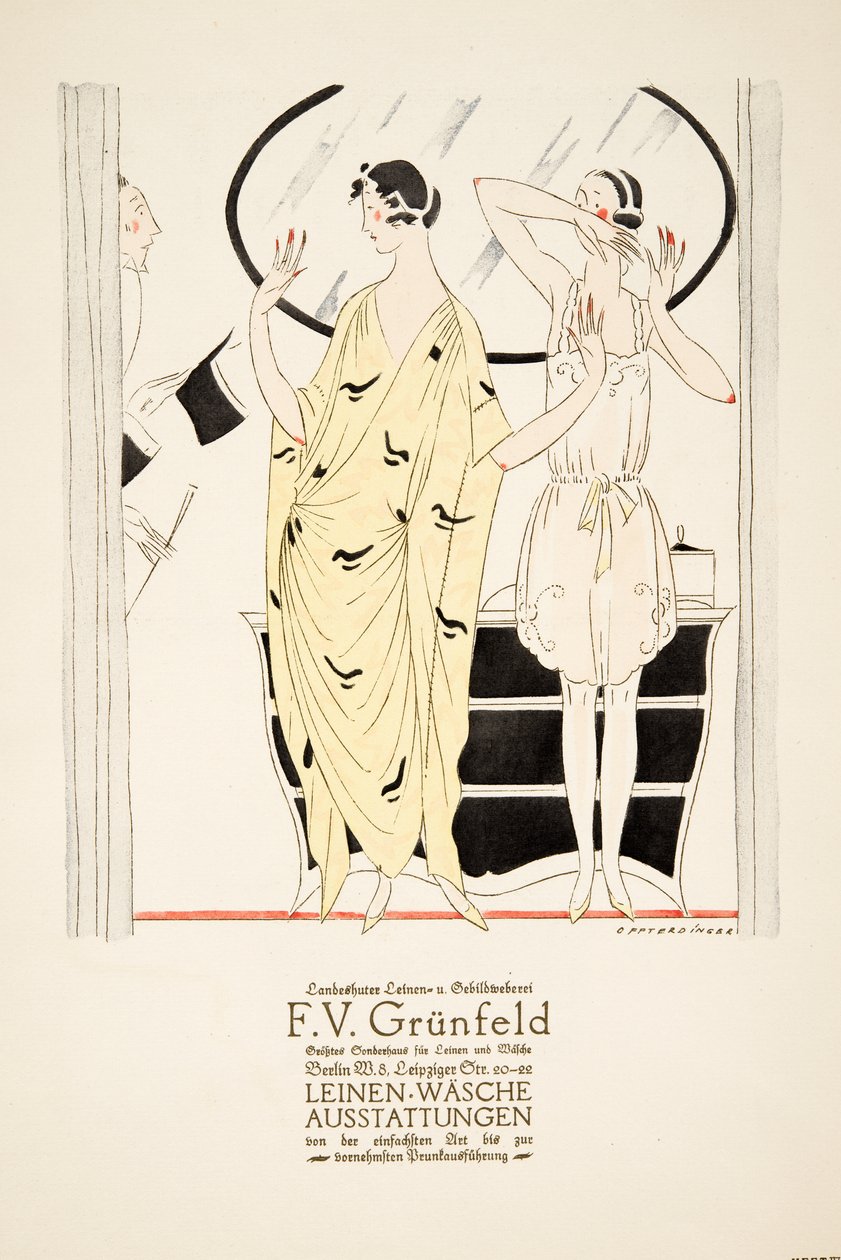 Reklama "F.V. Grunfeld", od Styl, pub.1922 (druk pochoir) autorstwa German School