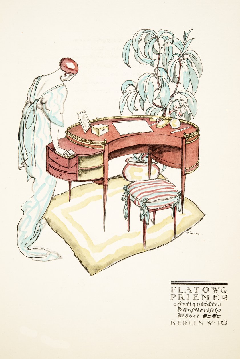Reklama Flatow  Priemer, Antyki, ze Stylu, wyd. 1922 (druk pochoir) autorstwa German School