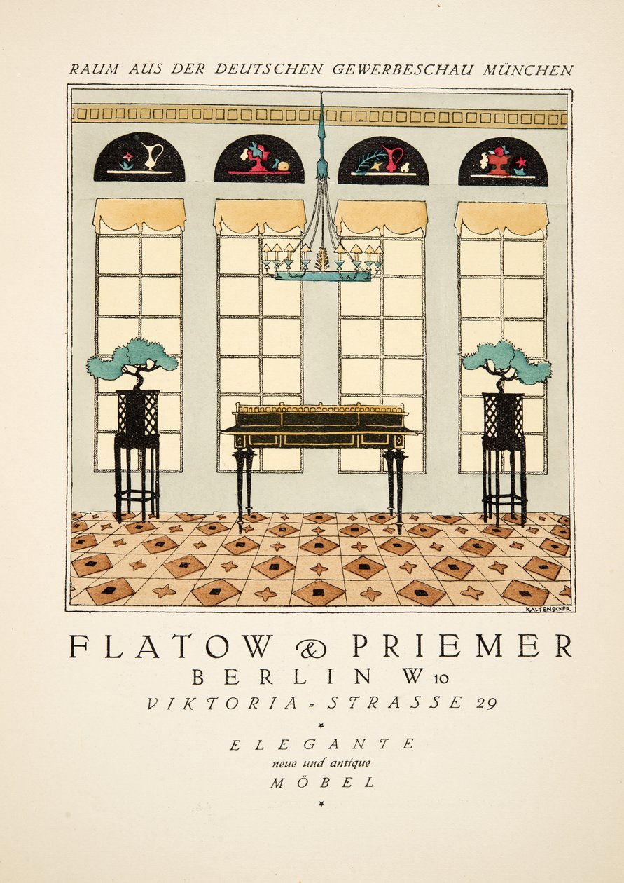 Reklama „Flatow & Priemer”, od Styl, wyd. 1922 (odbitka pochorowa) autorstwa German School