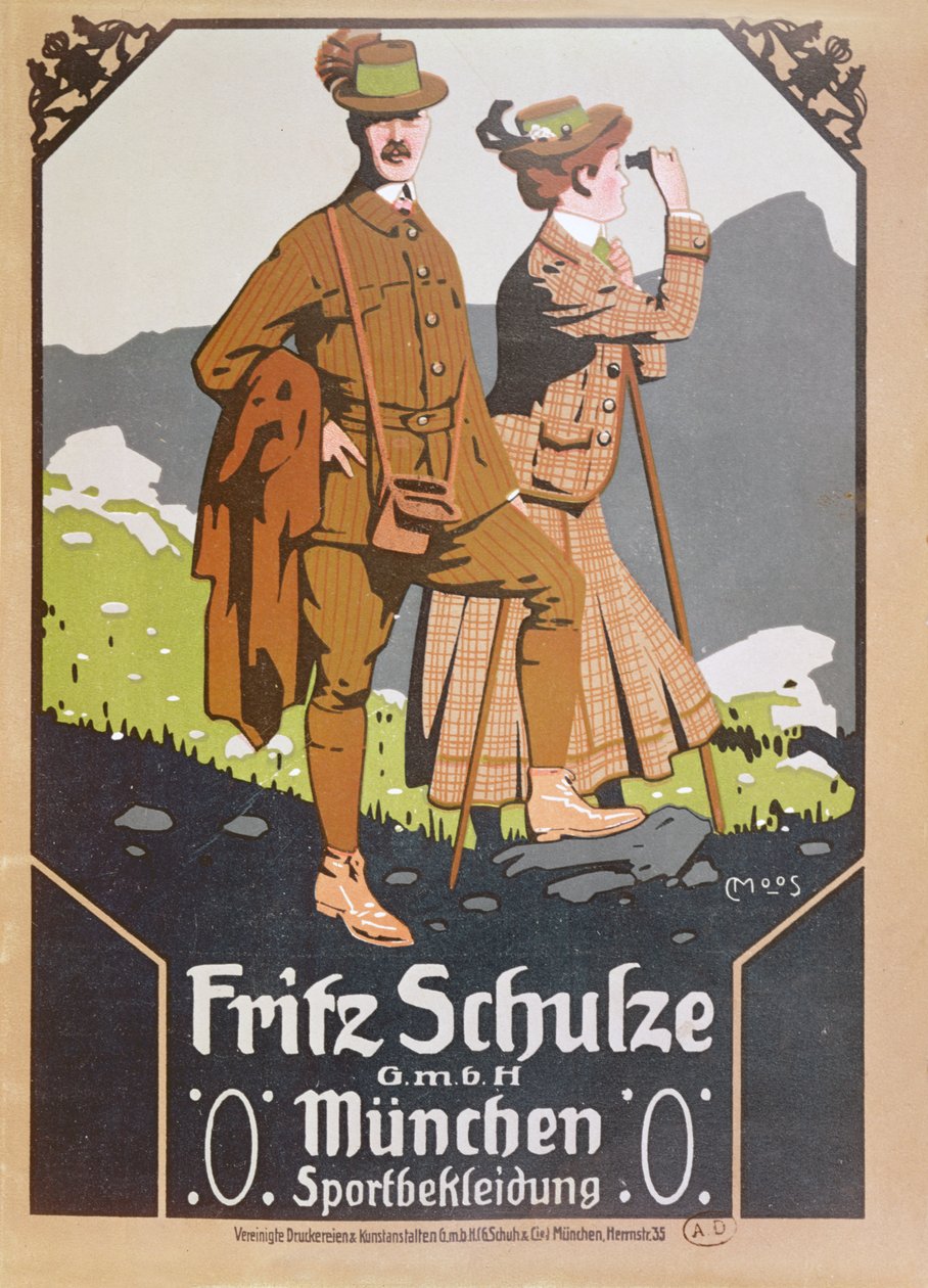 Reklama odzieży do chodzenia Fritz Schulze, ok. 1910 r. autorstwa German School