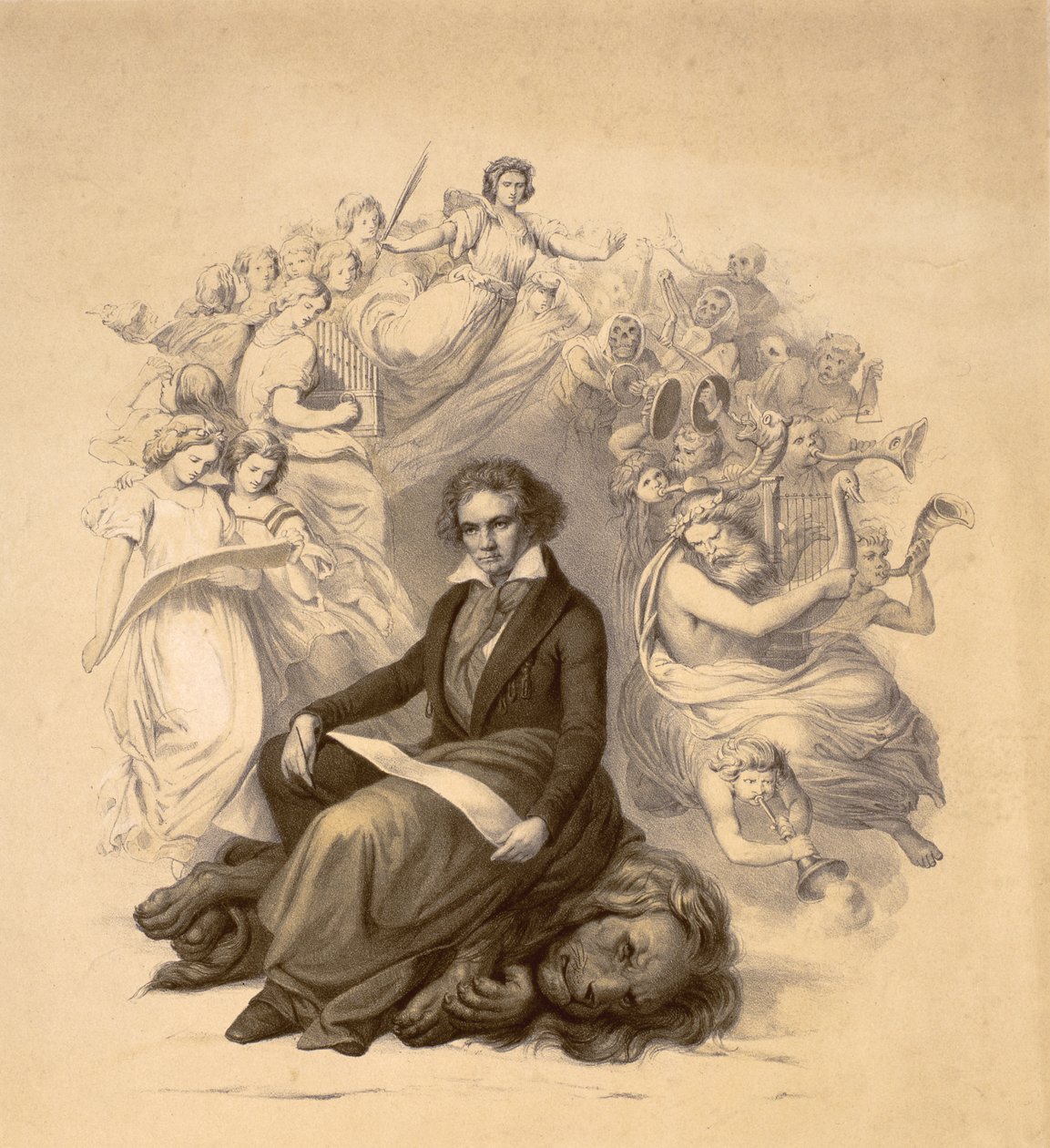 Alegoryczny portret Ludwiga van Beethovena (1770-1827) autorstwa German School