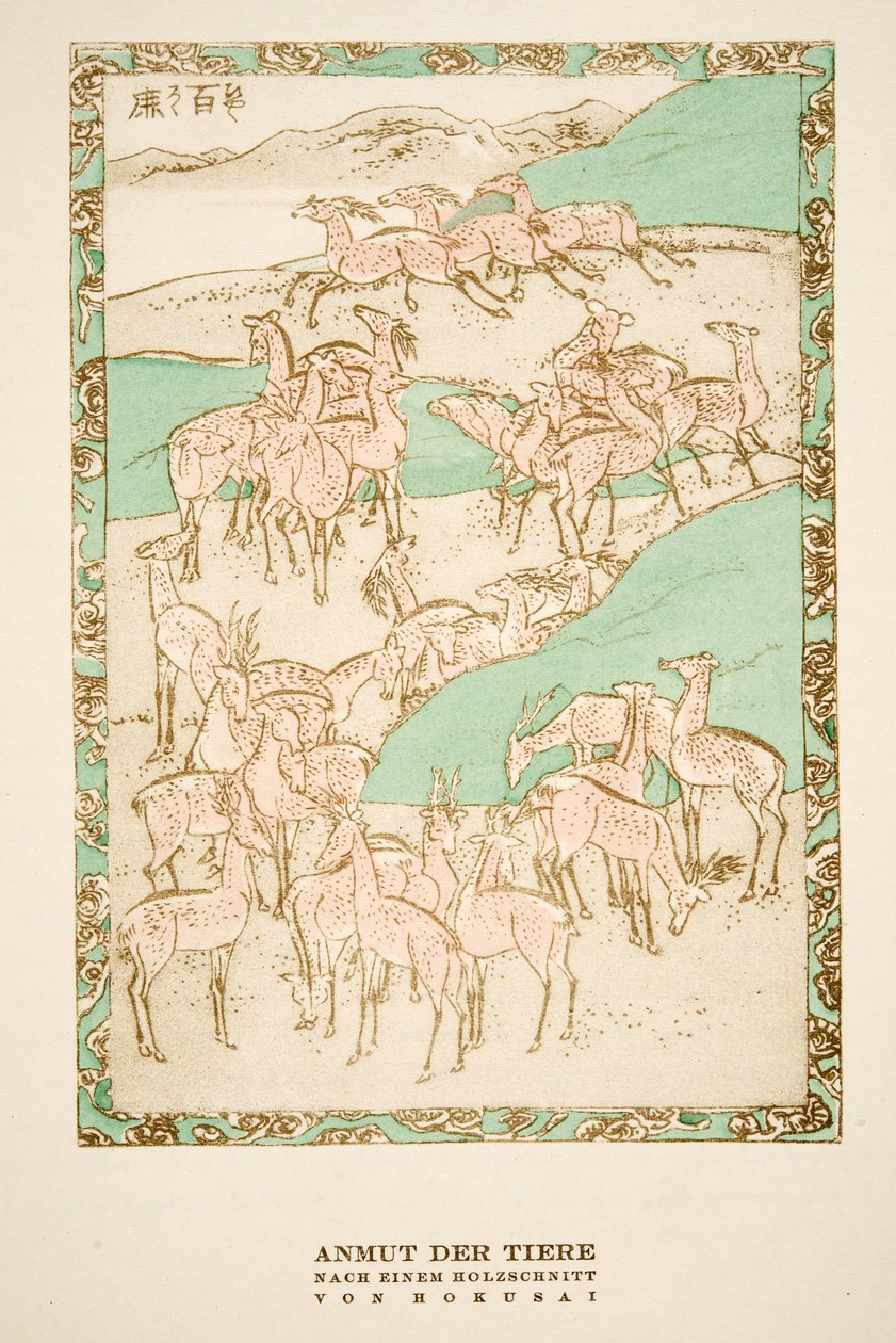 "Anmut der Tiere" wg drzeworytu Hokusaia, z Styl, wyd. 1922 (odbitka w pochoirze) autorstwa German School