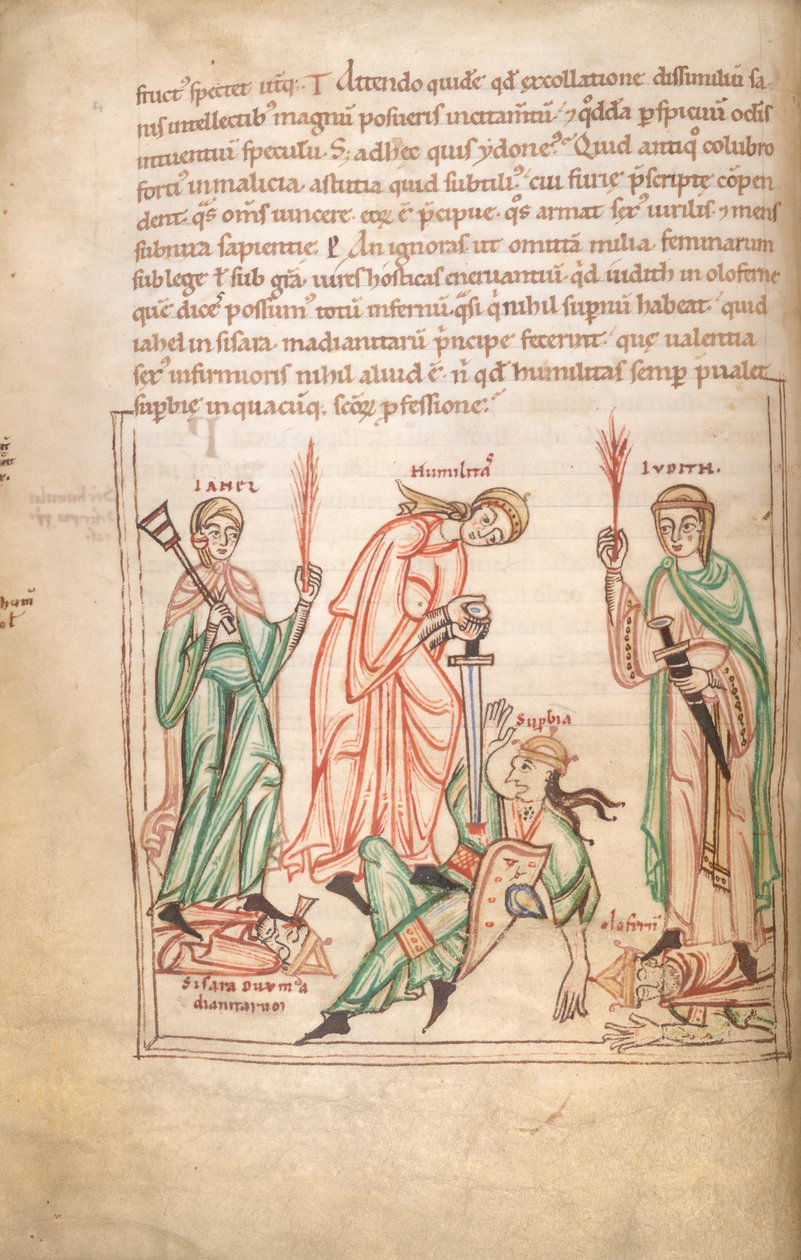 Arundel 44 f.34v, Zwycięstwo pokory (welum) autorstwa German School