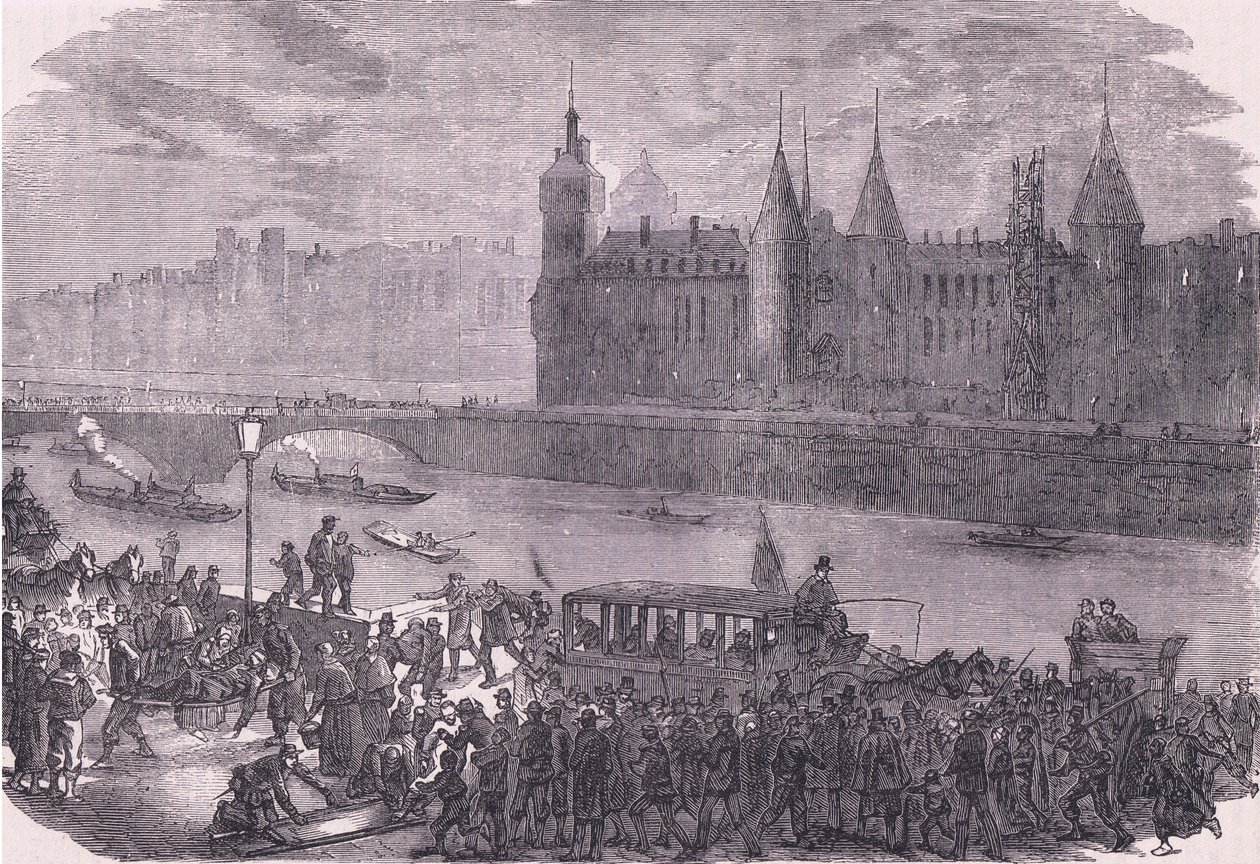 Wprowadzanie rannych, Cassells History of the War between France and Germany, opublikowanej przez Cassell and Company Limited, c.1890 (lito) autorstwa German School
