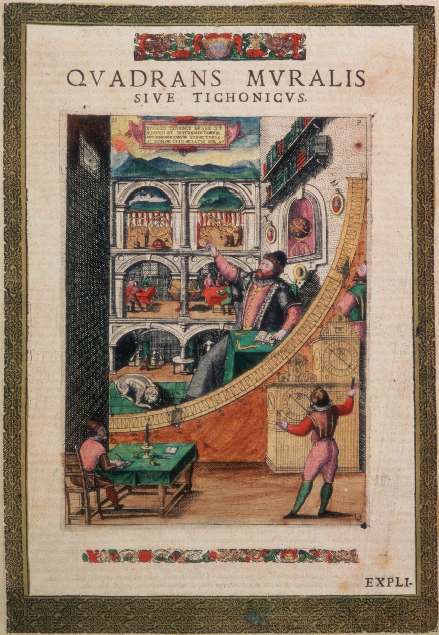C.45.h.3 Astronom Tycho Brahe, lat 40, w 1587 roku, wśród swoich instrumentów astronomicznych, z „Tychonis Brahe, Astronomi Instaurat Mechanica” autorstwa German School