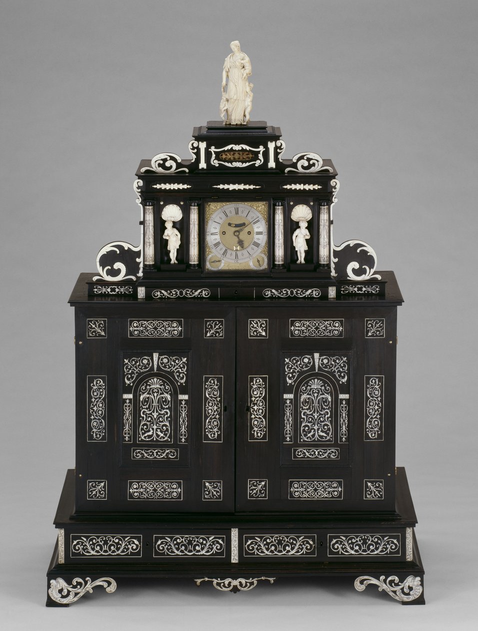 Gabinet, ok. 1660 (heban, kość słoniowa, różne rodzaje drewna, mosiądz i żelazo) autorstwa German School
