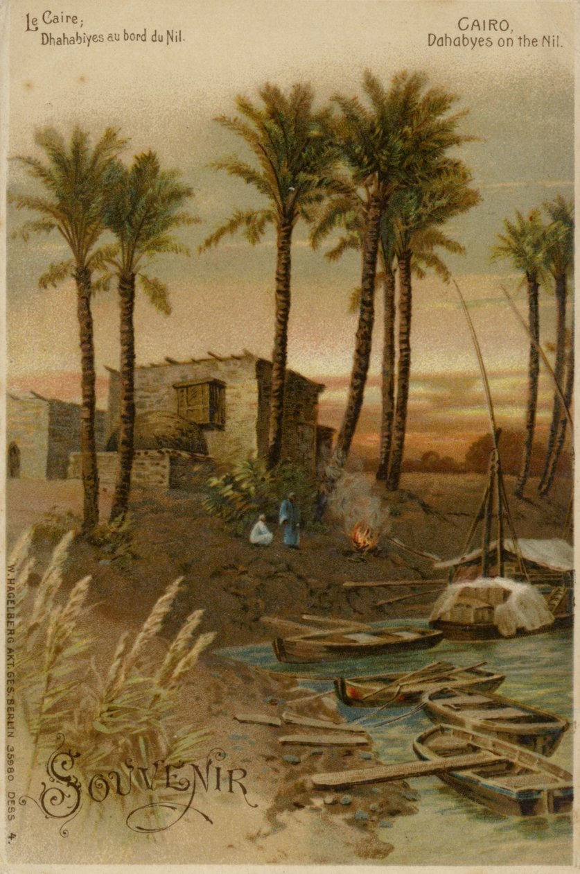 Kair - Dahabeahs na rzece Nil (chromolitho) autorstwa German School