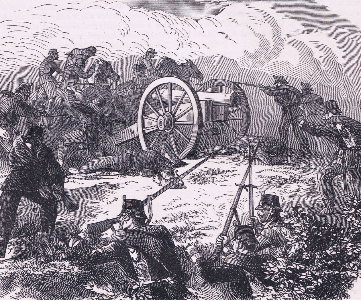 Przechwytywanie pistoletu polowego, Cassells History of the War between France and Germany wydane przez Cassell and Company Limited, c.1890 (lito) autorstwa German School
