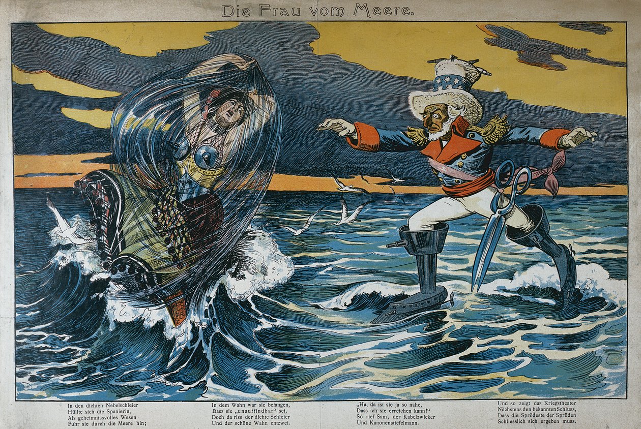 Karykatura z wojny hiszpańsko-amerykańskiej, 1898 r autorstwa German School
