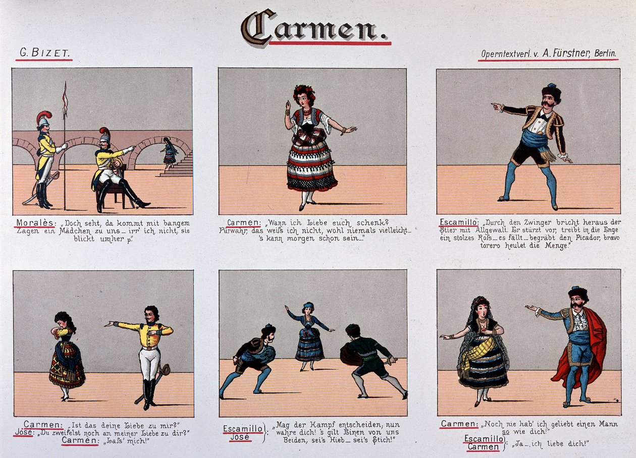 Carmen - seria obrazów z XIX wieku autorstwa German School