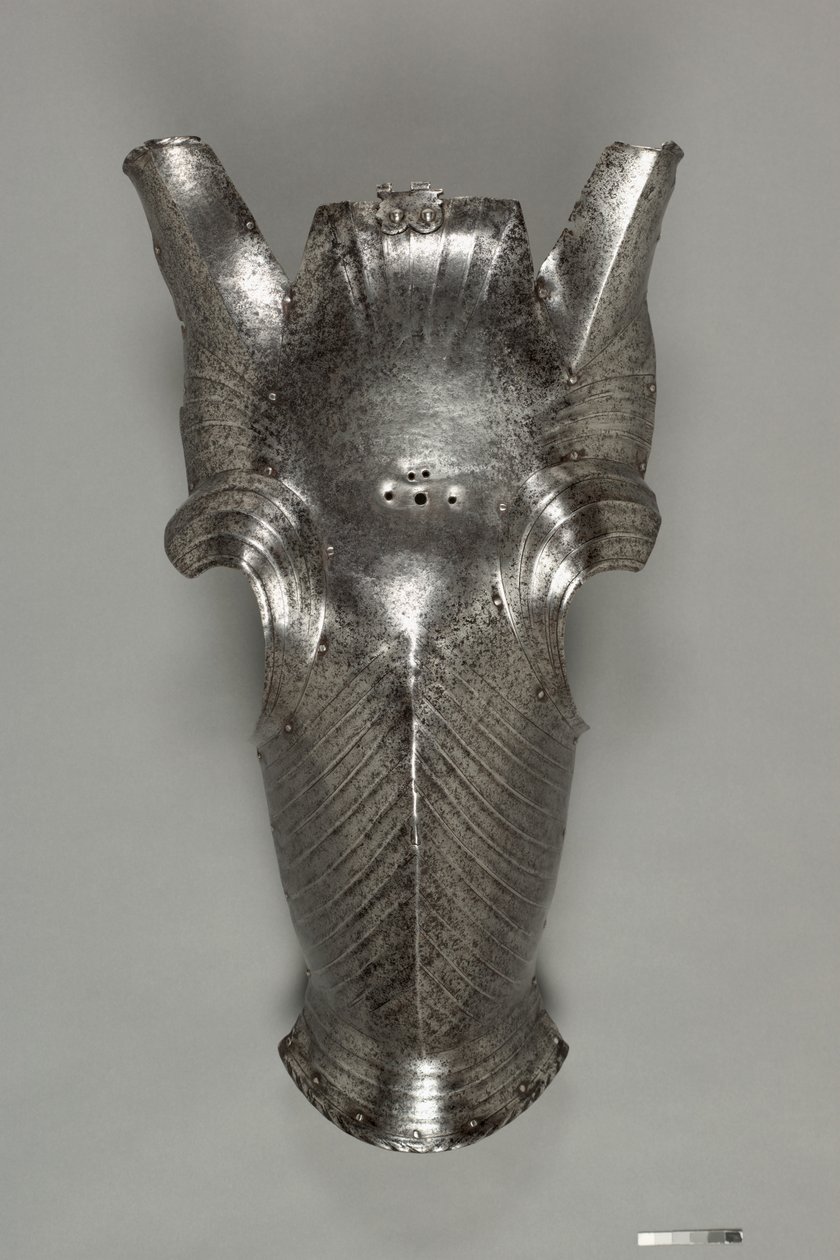 Chanfron w stylu Maksymiliana, ok. 1510 (stal) autorstwa German School