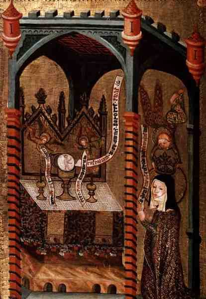 Chrystus ukazuje się św. Klarze (tempera i złoto na dębowej desce) autorstwa German School