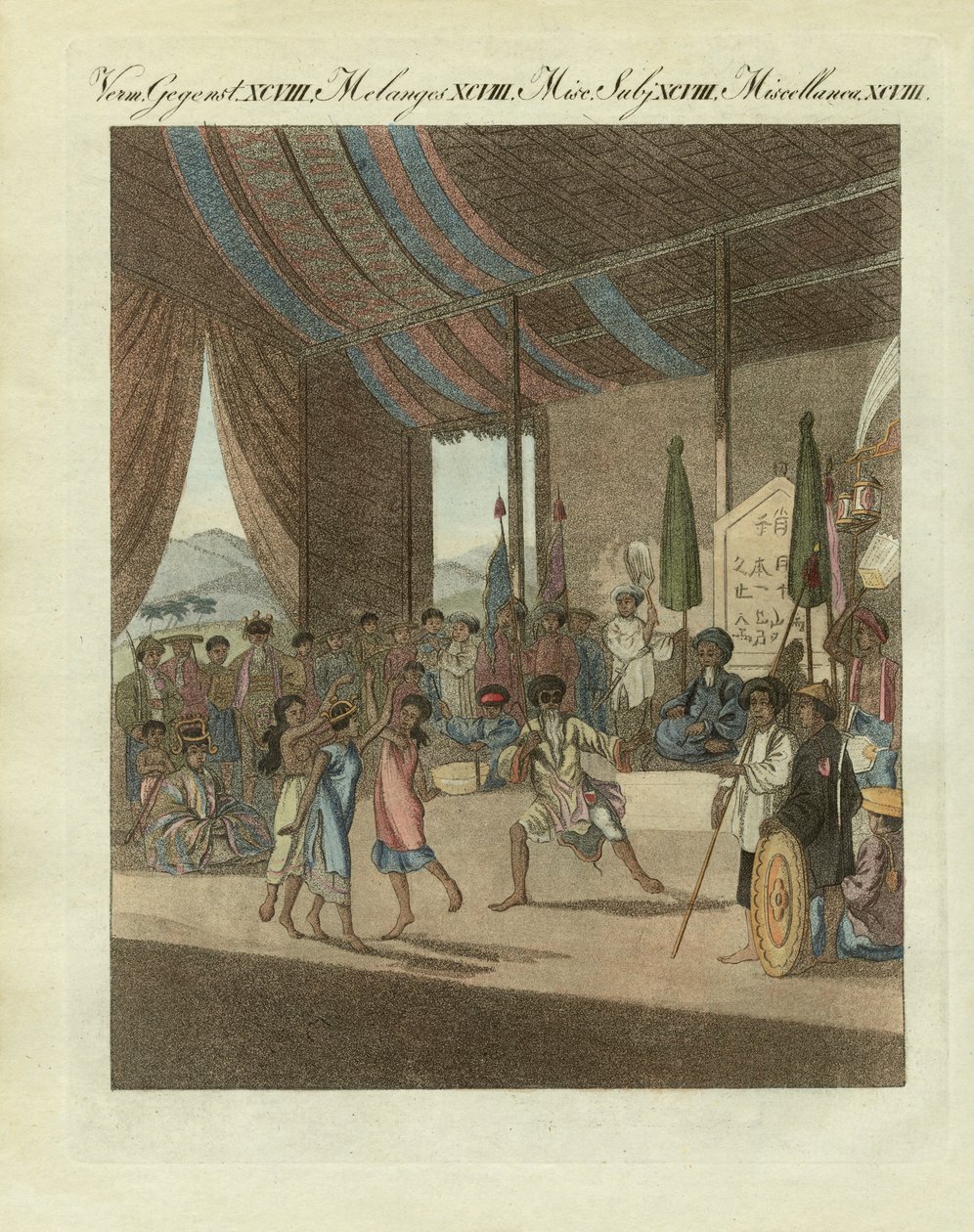 Chińska opera Cochin (kolorowy grawerunek) autorstwa German School