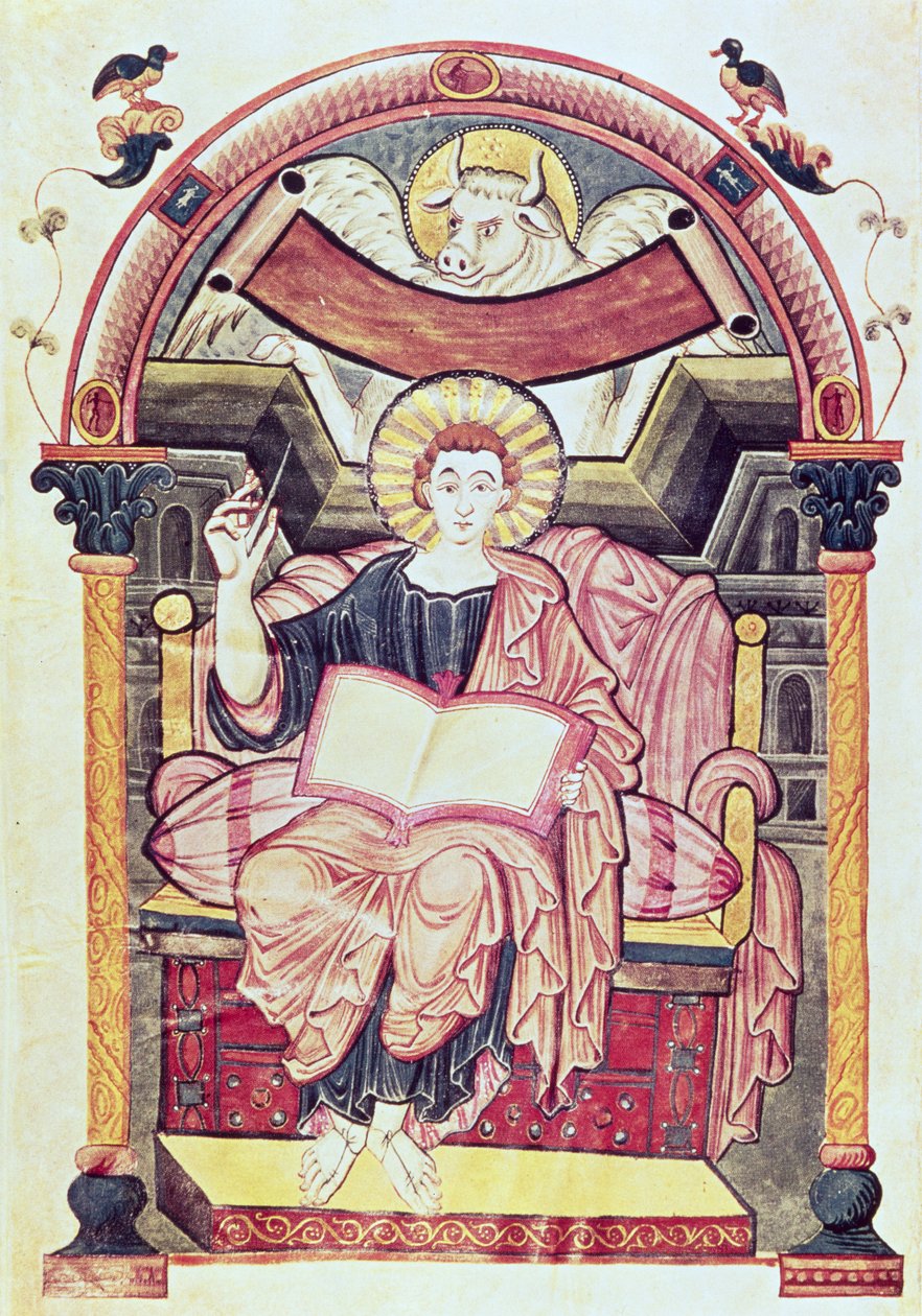 Cod 22. f.85v Św. Łukasz Ewangelista, z Treves, Karoling, ok.800 AD autorstwa German School