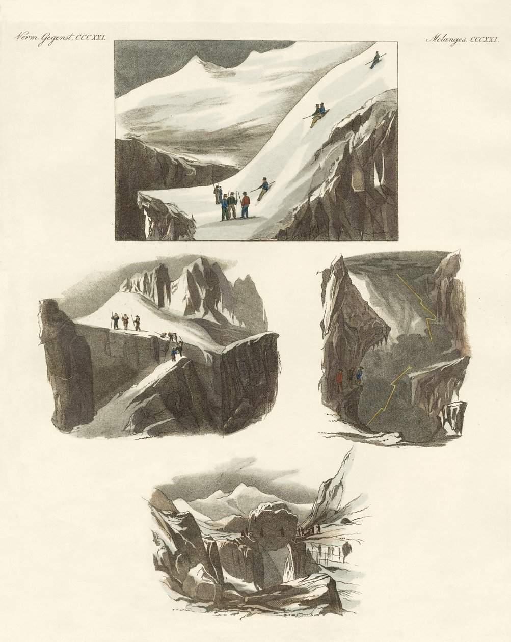O wejściu na Mount Blanc (kolorowy grawerunek) autorstwa German School