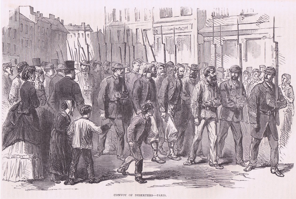 Konwój dezerterów-Paryż , Cassells Historia wojny między Francją a Niemcami opublikowana przez Cassell and Company Limited, c.1890 (lito) autorstwa German School