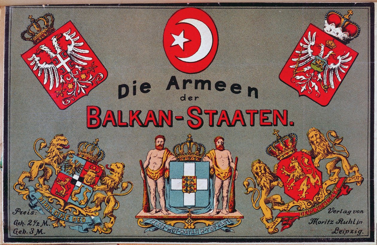 Okładka broszury o armiach państw bałkańskich, ok. 1912 r. autorstwa German School