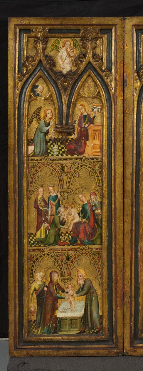 Tryptyk Ukrzyżowania (dawniej znany jako Tryptyk Estouteville) (lewe skrzydło), ok. 1374 (tempera na panelu) autorstwa German School