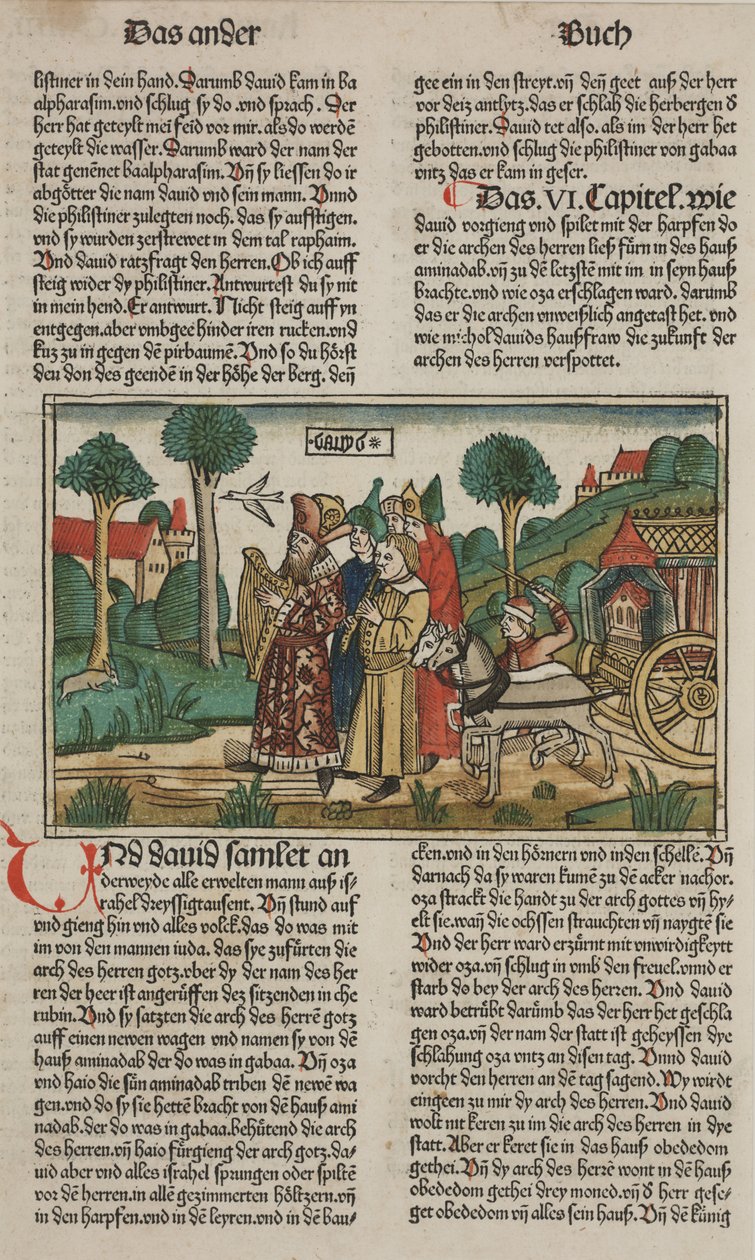 Dawid i Arka Przymierza, koniec XV w. (rękopis drzeworyt) autorstwa German School