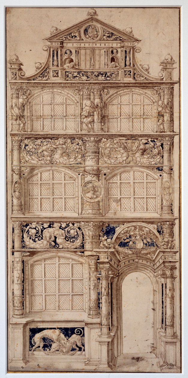 Dekoracja elewacji domu autorstwa Hansa Holbeina Le Jeune (1497-1543) (Ec. All.) Wym. 0,58 x 0,27 m Paryż. Muzeum w Luwrze autorstwa German School