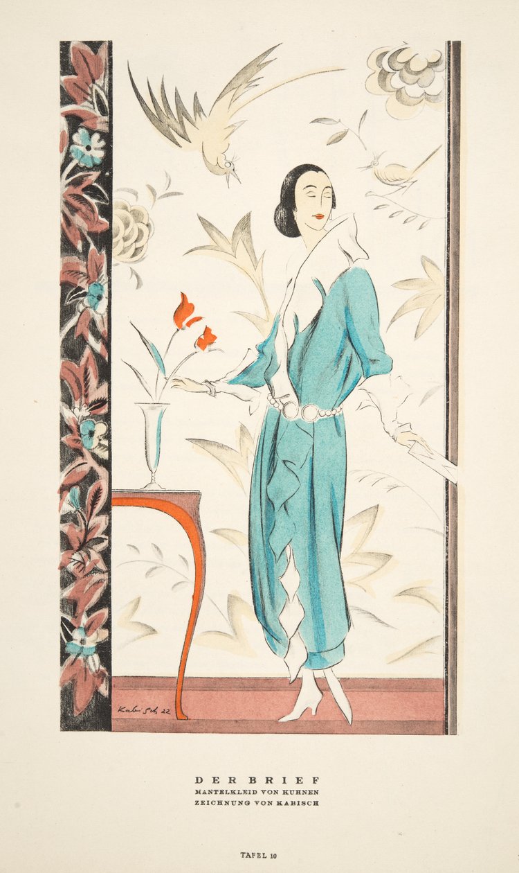 Der Brief, Coat Dress Kurnen, z Styl, wyd. 1922 (odbitka w pochoirze) autorstwa German School