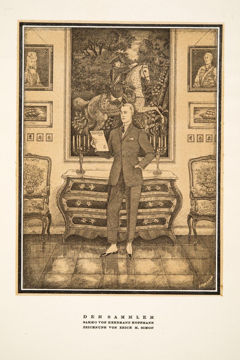 Der Sammler, reklama mody męskiej autorstwa Hermanna Hoffmanna, ze Styl, wyd. 1922 (druk pochoir) autorstwa German School