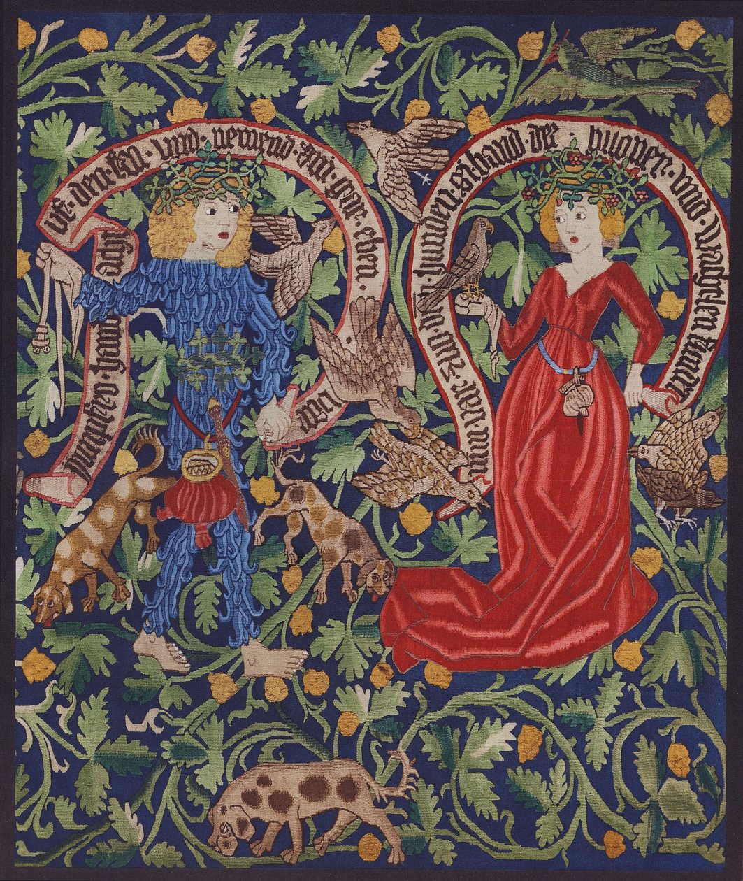 Fragment gobelinu przedstawiającego wróżki, Bazylea, ok. 1490 r. (litografia barwna) autorstwa German School