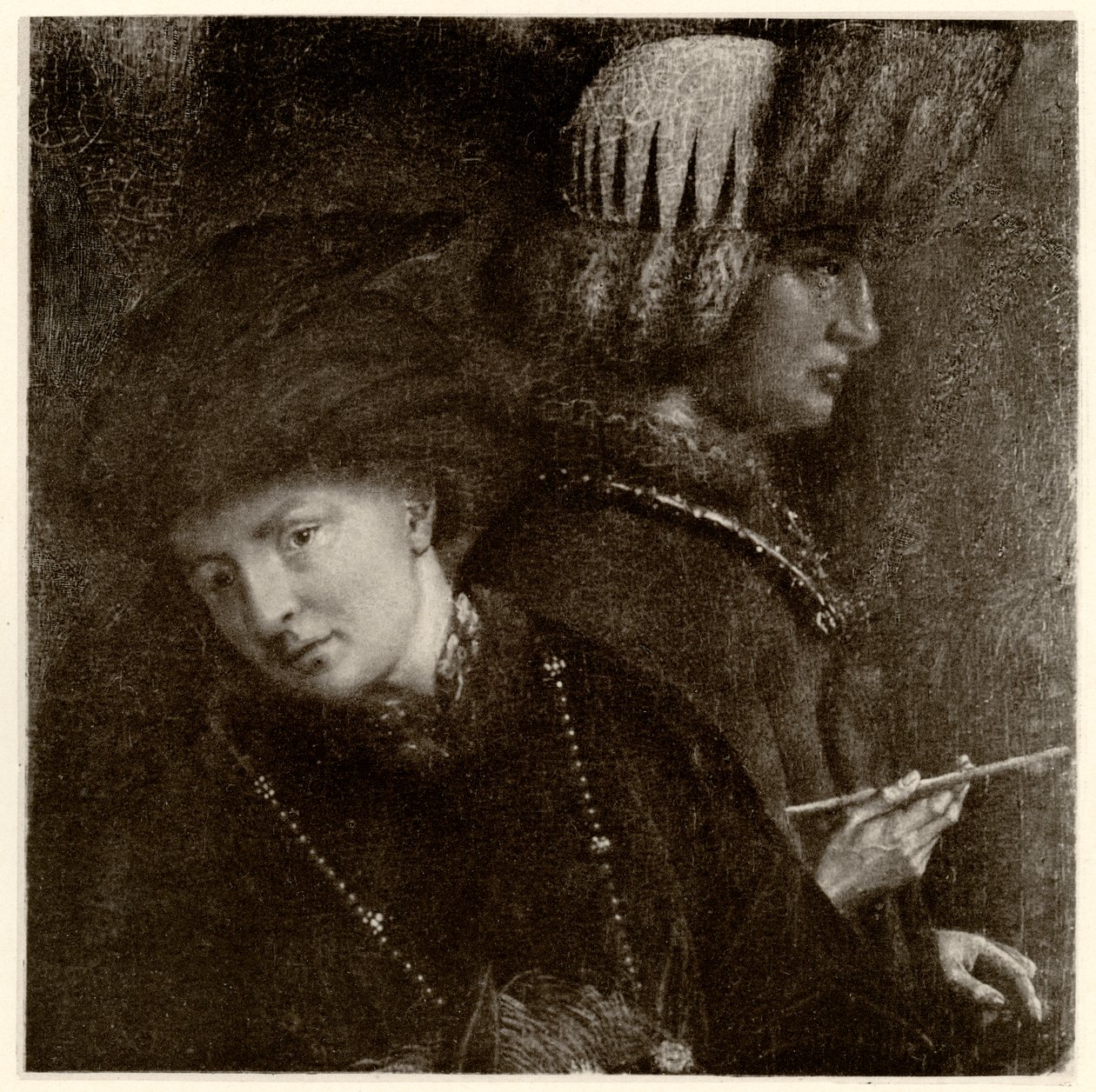 Die Brüder Van Eyck, Hubert van Eyck (1366 - 1426), Jan van Eyck (1386 - 1440), 1884-90 (fototyp) autorstwa German School