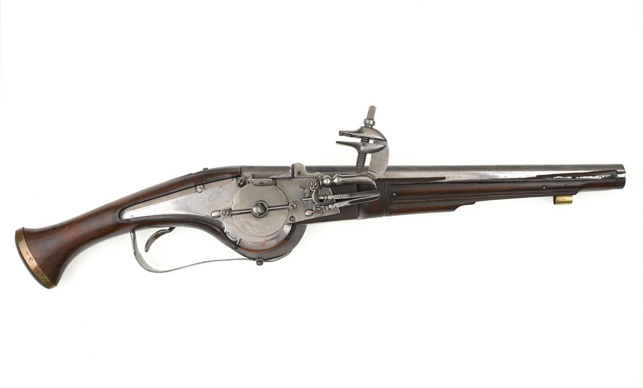 Holenderski lub niemiecki pistolet z zamkiem kołowym, ok. 1630 (pistolet, zamek) autorstwa German School