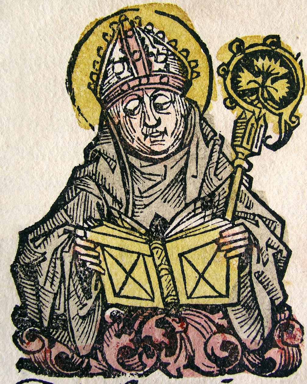 Edmund Rich, arcybiskup Canterbury, opublikowany w Kronice Norymberskiej, 1493 autorstwa German School