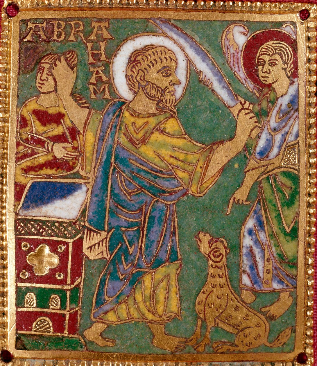 Tabliczka emaliowana przedstawiająca proroka Abrahama i ofiarę Izaaka. Szkoła Rhenane. XII wiek. Florencja, Nazionale Museo del Bargello autorstwa German School