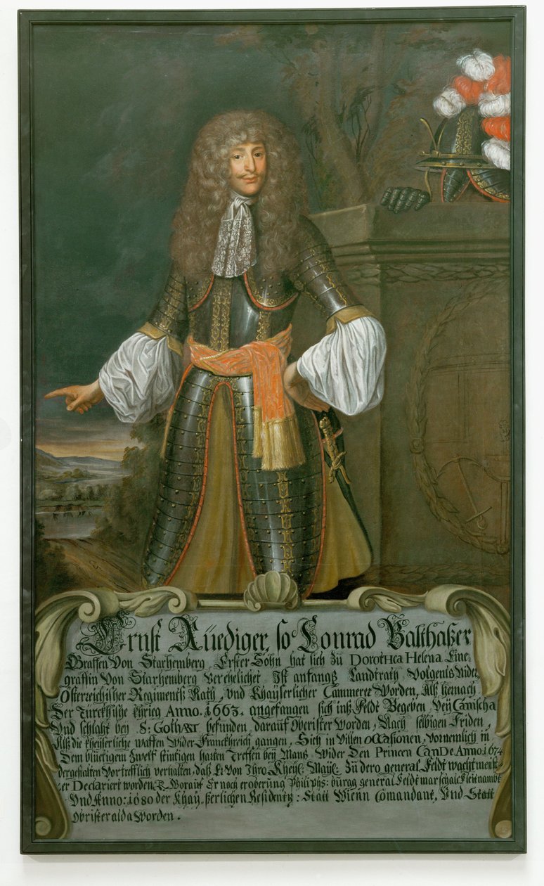 Ernst Ruediger, hrabia Starhemberg, marszałek polny i dowódca Wiednia podczas tureckiego oblężenia w 1683 r. ... (olej na płótnie) autorstwa German School