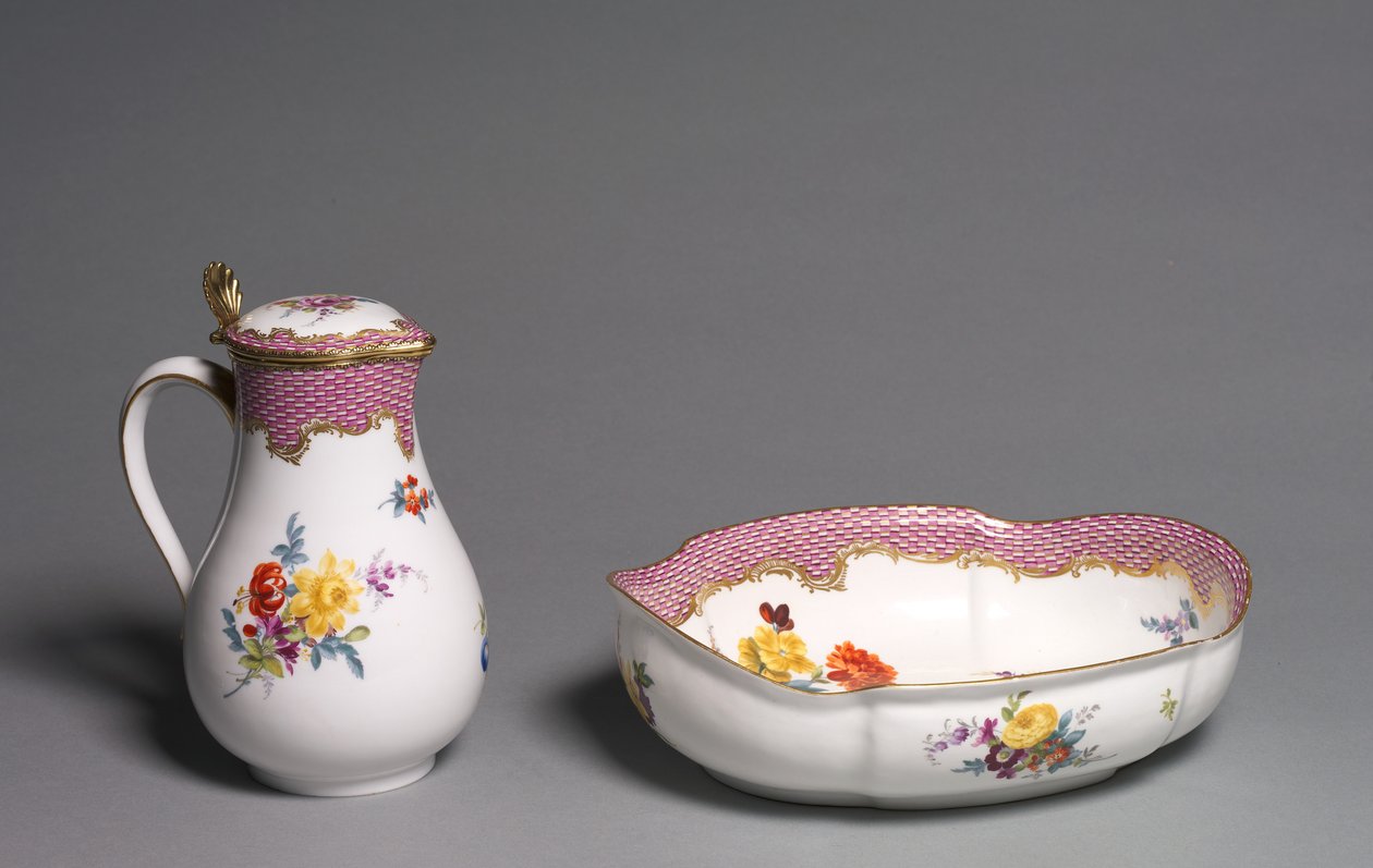 Ewer i umywalka, wykonane przez Fabrykę Porcelany w Miśni, Niemcy, ok.1765 autorstwa German School