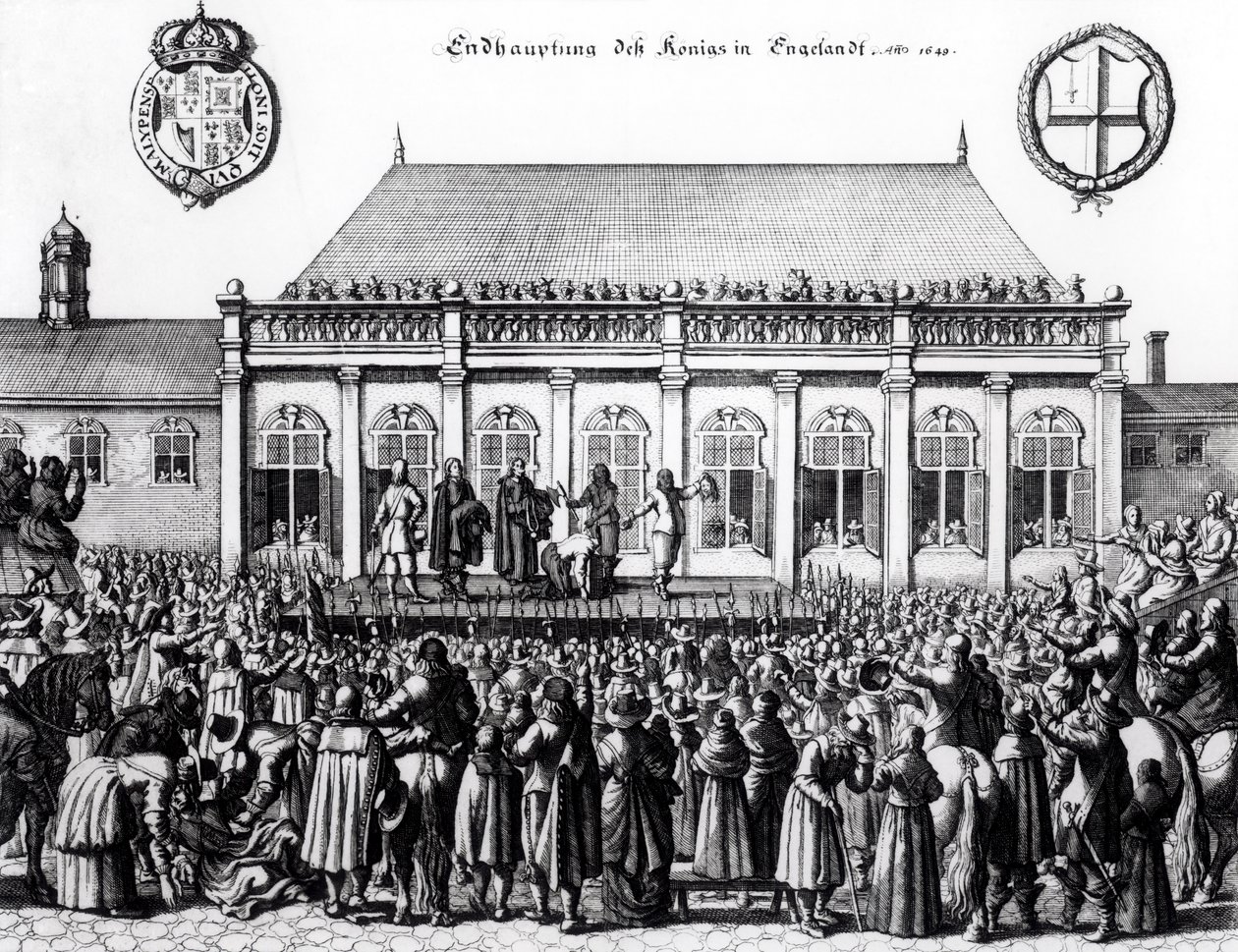 Egzekucja Karola I (1600-49) w Whitehall, 30 stycznia 1649 autorstwa German School