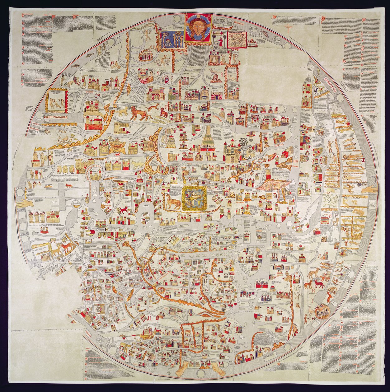 Faksymile kopii "Ebstorf Mappamundi", wykonanej dla klasztoru w Ebstorf, niedaleko Luneberg, ok. 1339 r. (druk) autorstwa German School