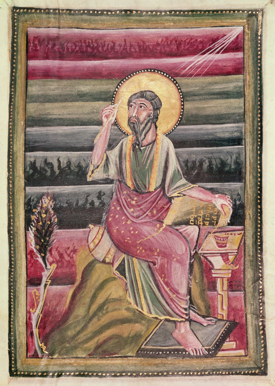 Fol.160r św. Jan Ewangelista, z ewangeliarza św. Gereona, 990-1000 autorstwa German School