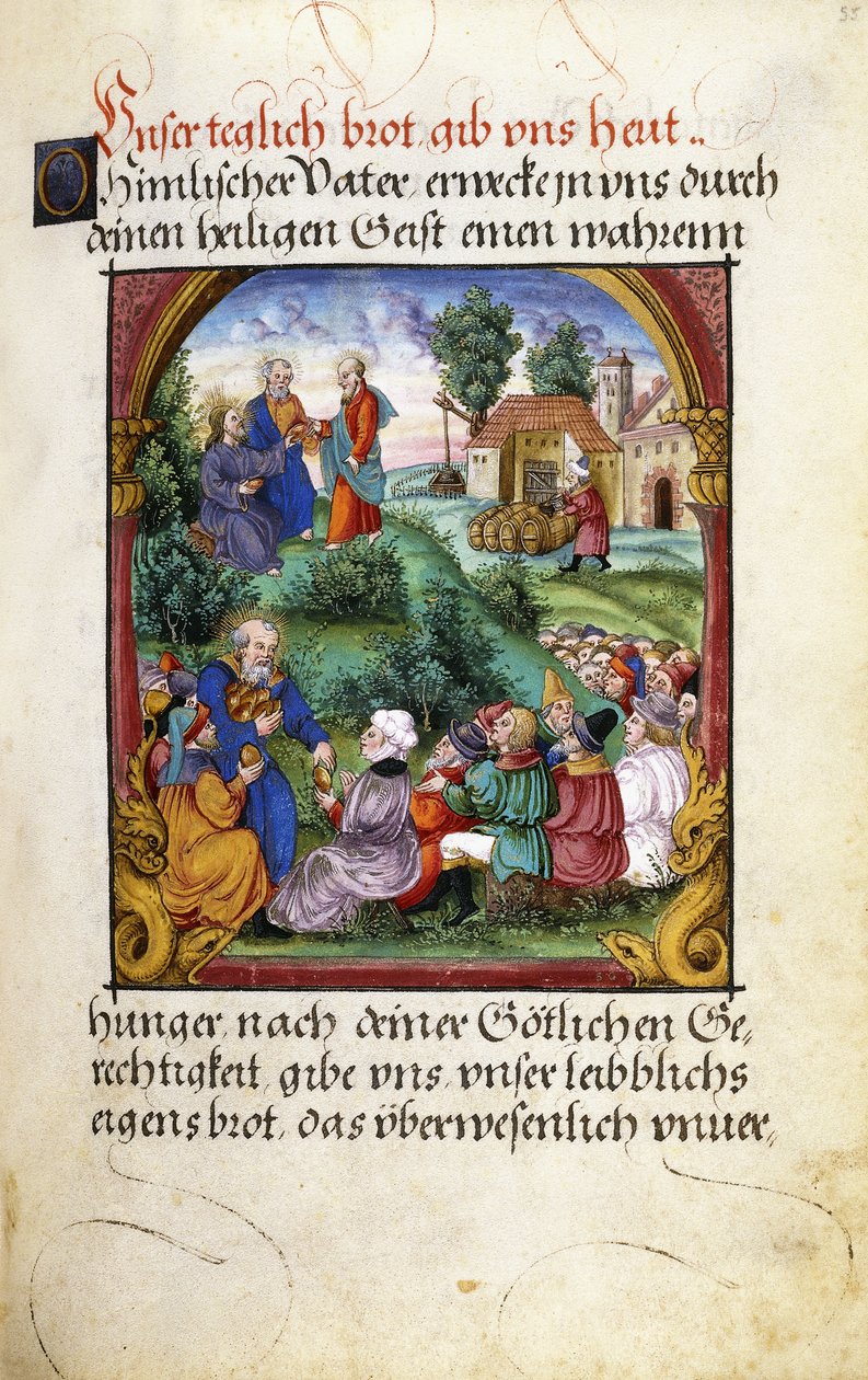 Folio 55: Nakarmienie Pięciu Tysięcy, 1551 autorstwa German School