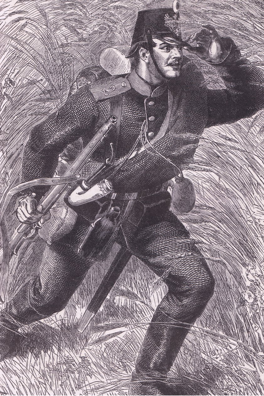Naprzód, Cassells History of the War between France and Germany opublikowany przez Cassell and Company Limited, c.1890 (lito) autorstwa German School