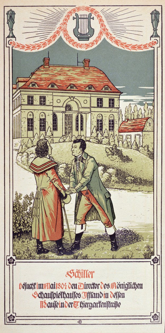 Friedrich von Schiller (1759-1805) odwiedza dyrektora Teatru Królewskiego w Berlinie w maju 1804 r. 1906 autorstwa German School