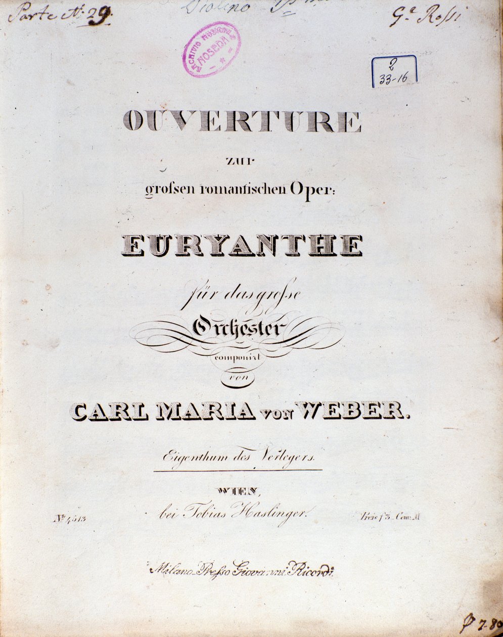 Frontyspis z opery „Euryanthe” Carla von Webera (lito) autorstwa German School