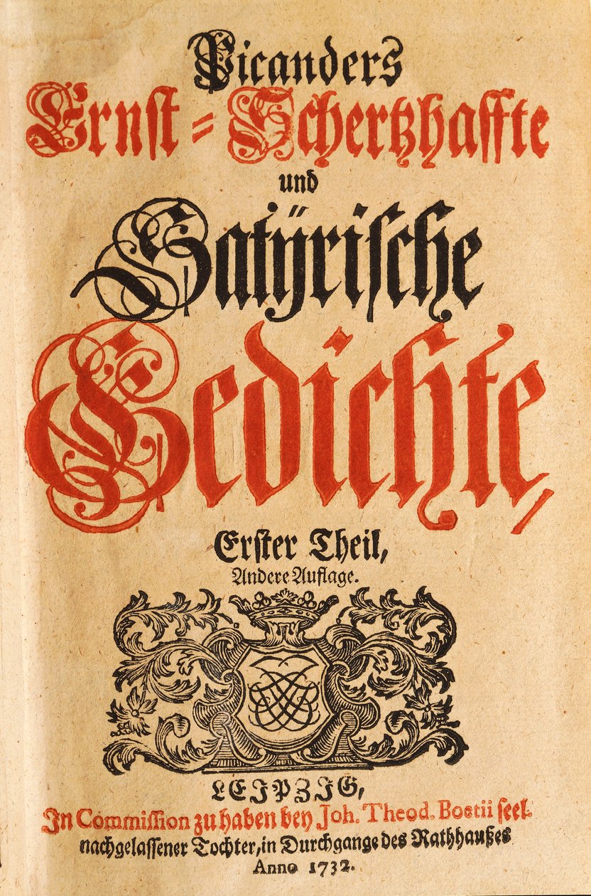 Frontyspis „Wierszy satyrycznych” Picandera (Christian Friedrich Heinrici) autorstwa German School
