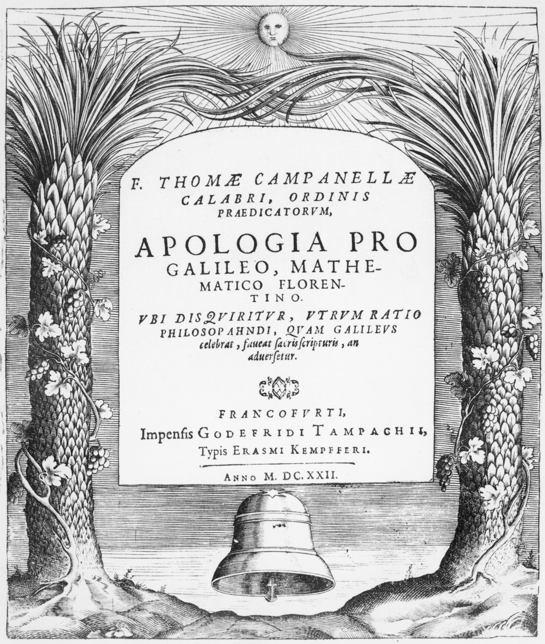 Frontyspis do Apologia pro Galileo, Mathematico Florentino Tommaso Campanella, opublikowany we Frankfurcie, 1622 autorstwa German School