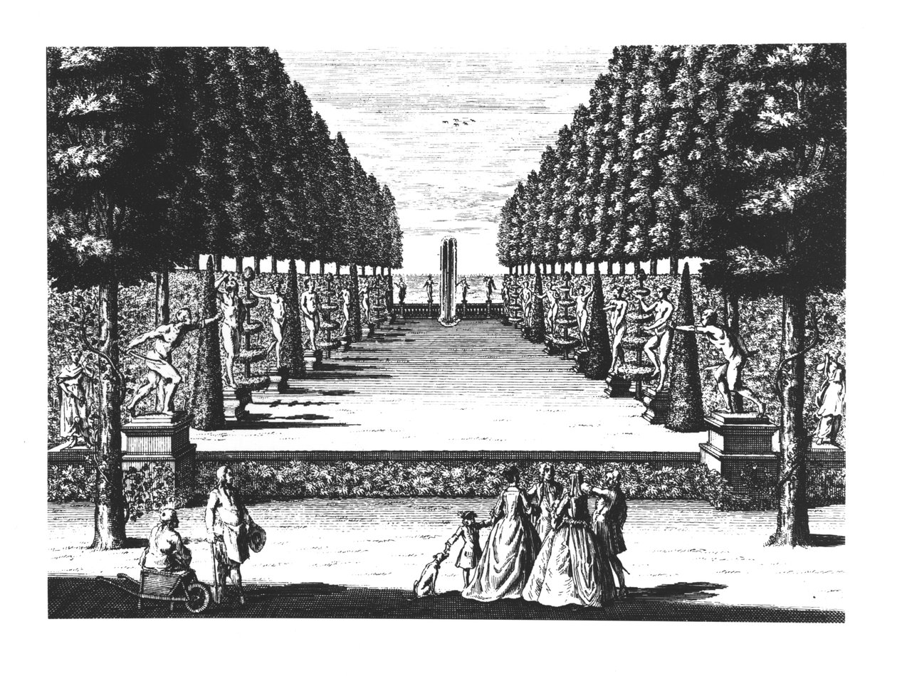 Teatr ogrodowy w Herrenhausen, ryty przez Joosta Van Sasse (1716-36) autorstwa German School