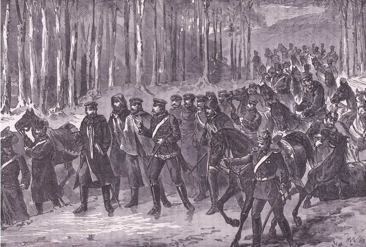 Niemiecka kawaleria w drodze do Paryża, Cassells History of the War między Francją a Niemcami opublikowana przez Cassell and Company Limited, c.1890 (lito) autorstwa German School