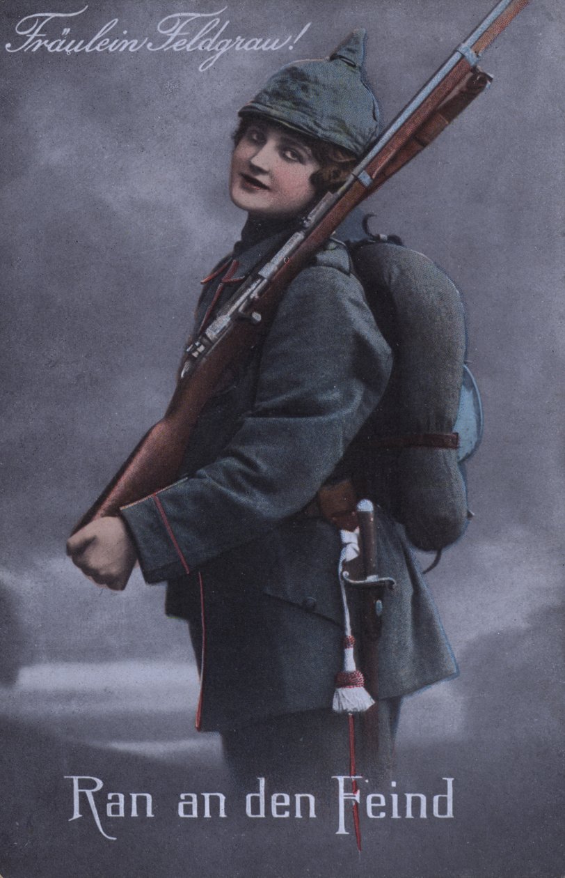 Niemiecka dziewczyna w mundurze wojskowym (zdjęcie kolorowe) autorstwa German School